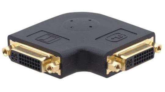 Переходник DVI-I розетка - розетка, плоский угловой