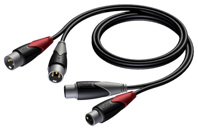 Кабель 2 x XLR 3-pin вилка - розетка, в основе микрофонный MC104, 2', 0.5 м