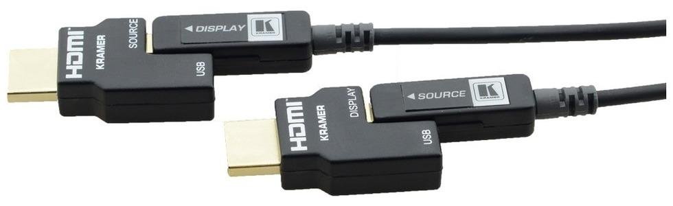 Кабель HDMI вилка - вилка, малодымный оптоволоконный, черный, съемные разъем, 66', 20 м