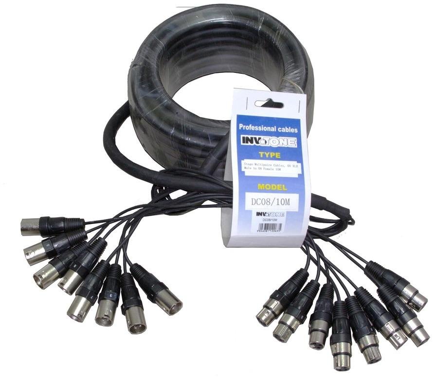 Кабель 8 x XLR 3-pin вилка - розетка, мультикорная система веерный хвост, 33', 10 м [цена за 1 шт, в коробке 6]