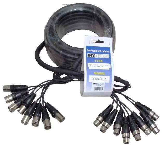 Кабель 8 x XLR 3-pin вилка - розетка, мультикорная система веерный хвост, 50', 15 м