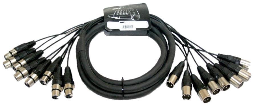 Кабель 8 x XLR 3-pin вилка - розетка, мультикорная система веерный хвост, 17', 5 м