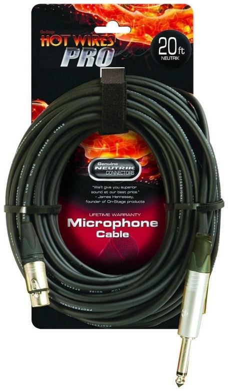 Кабель Jack 6.3 вилка - XLR 3-pin розетка, высококачественный микрофонный, ремешок на липучке для удобного хранения, 25', 7.62 м [цена за 1 шт, в коробке 24]