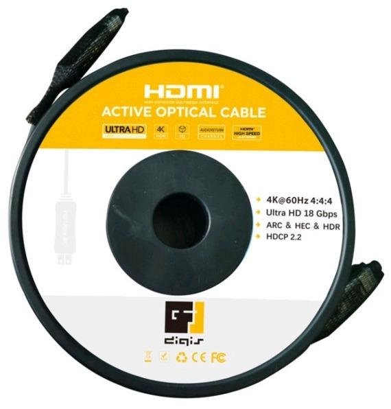 Кабель HDMI вилка - вилка, активный оптический, 4К 60Гц, 4:4:4 (HDR), 18 Гб/с, 82', 25 м