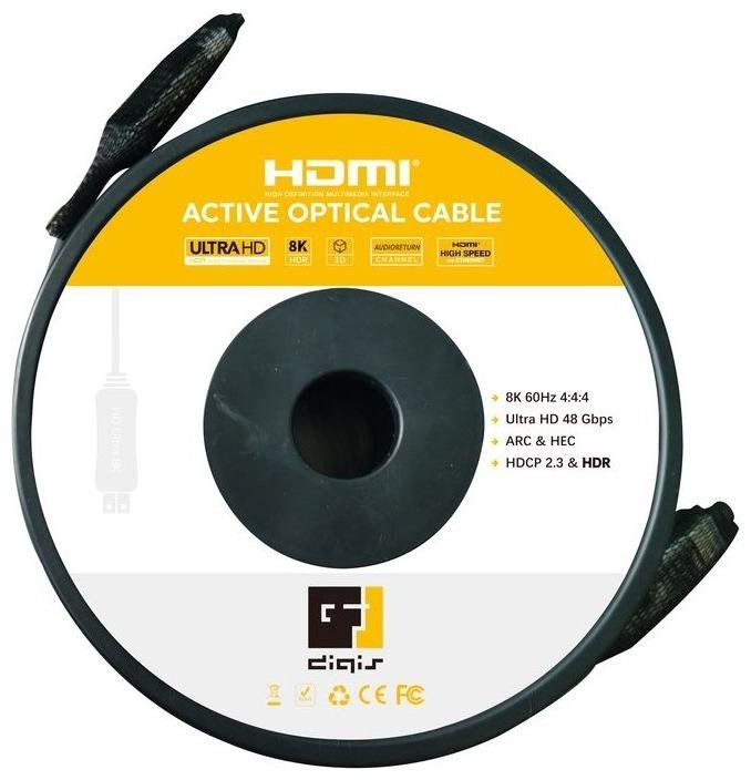 Кабель HDMI вилка - вилка, активный оптический, v.2.1, 8K 60Гц 4:4:4 (HDR), 48 Гб/с, 50', 15 м