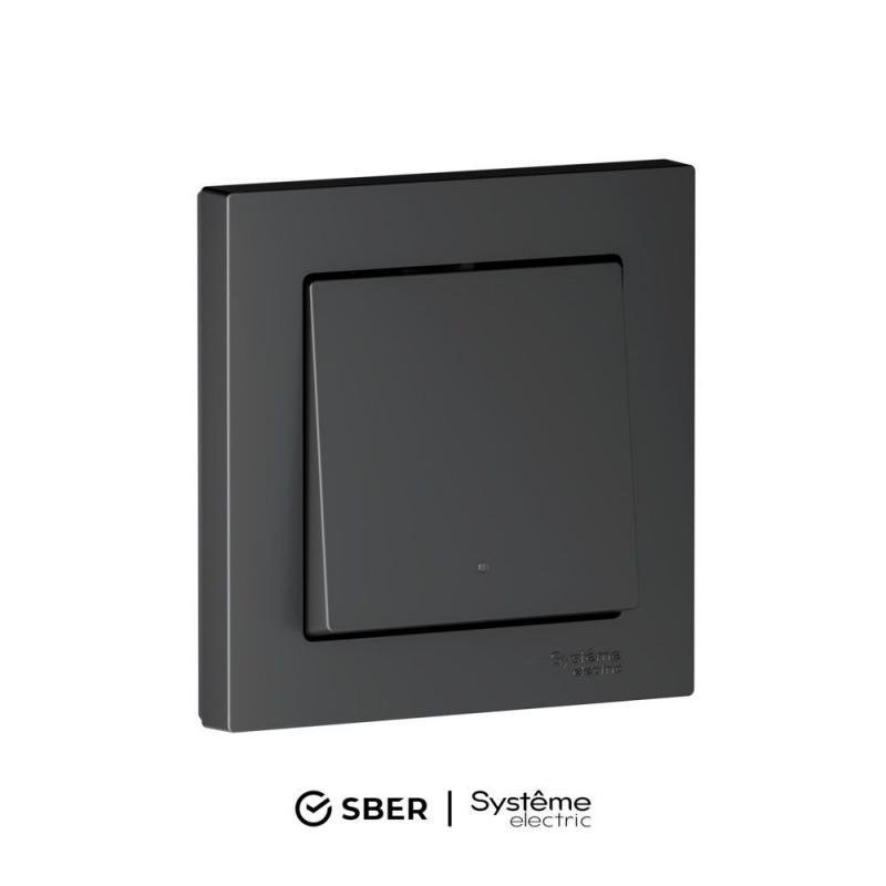 SberDevices ATN001013Z Умный выключатель 1 клавиша, Zigbee, серия AtlasDesign Smart, монтаж встроенный, цвет черный