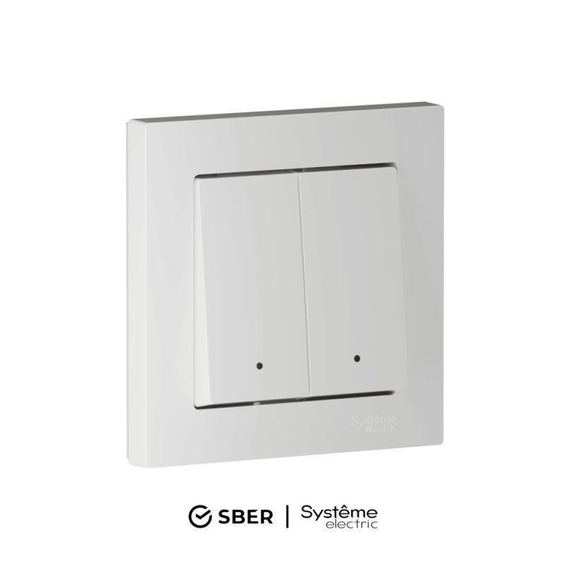 SberDevices ATN000153Z Умный выключатель 2 клавиши, Zigbee, серия AtlasDesign Smart, монтаж встроенный, цвет белый