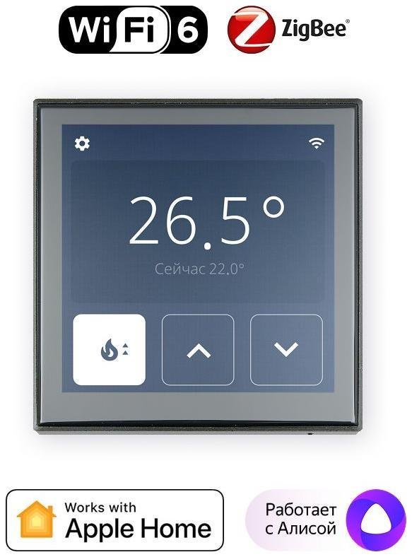 Lytko LYTKO 101 PLUS 2X8A B Умный термостат, Wi-Fi + Zigbee, серия 101 Plus, монтаж встроенный, цвет черный, 2 канала по 8А(2х1750Вт)