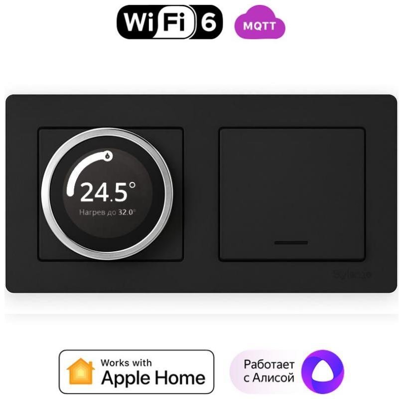 Lytko LYTKO 100 S+B Умный термостат, Wi-Fi, серия 100, монтаж встроенный, цвет silver+black, 3500 Вт, цвет black для вставки SE AtlasDesign