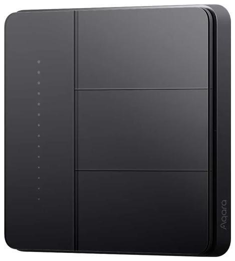 Aqara ZNQBKG44LM_GR Умный выключатель 3 клавишы, Zigbee, серия Z1 Pro, монтаж встроенный, цвет серый, 2200 Вт