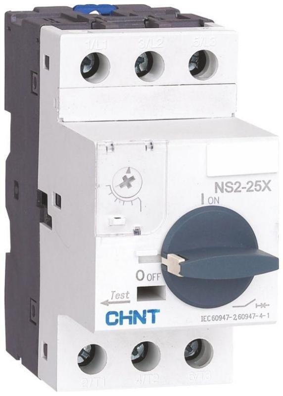 CHINT 495180 Выключатель автоматический для защиты двигателя 0.63-1А NS2-25X с поворотн. ручкой (R)