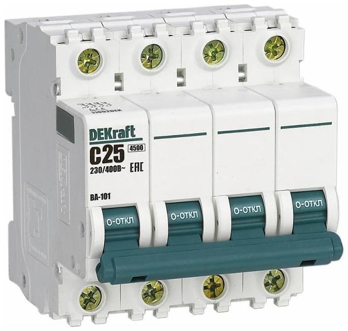 DEKraft 11092DEK Выключатель автоматический модульный 4п C 25А 4.5кА ВА-101