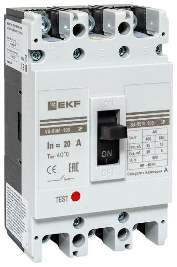 EKF mccb99-100-20m Выключатель автоматический 3п 100/20А 35кА ВА-99М PROxima