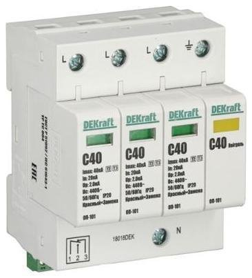 DEKraft 18018DEK Ограничитель перенапряжения ОП-101 4п 40кА C 420В