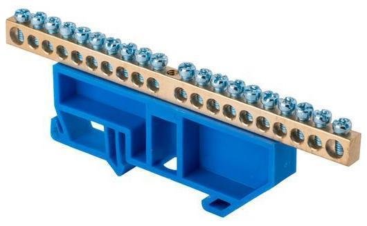 EKF sn0-63-20-d Шина нулевая N 6х9 20 отвер. латунь син. изолятор на DIN-рейку PROxima