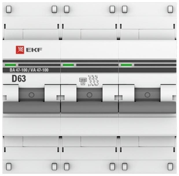 EKF mcb47100-3-63D-pro Выключатель автоматический модульный 3п D 63А 10кА ВА 47-100 PROxima