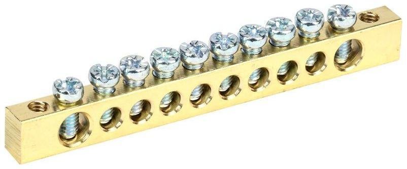 IEK YNN11-10-100 Шина PEN "земля-ноль" 6х9мм 10/2 (10групп/крепеж по краям)