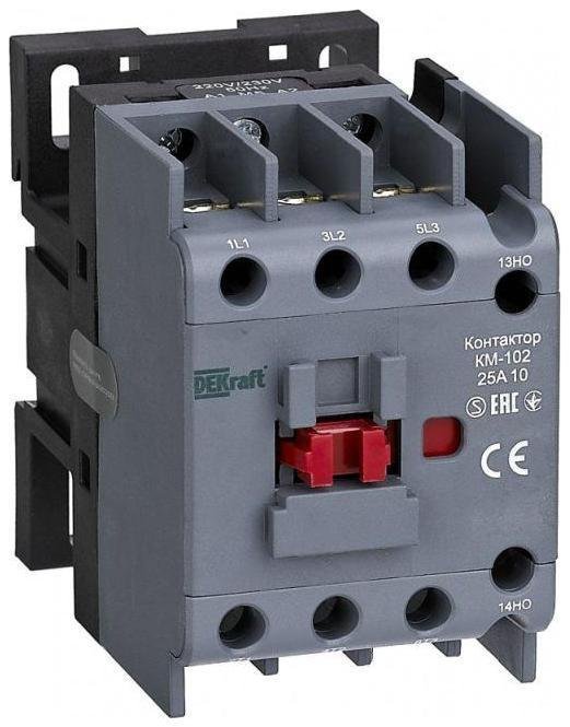 DEKraft 22004DEK Контактор КМ-102 3п 25А кат. 230В AC 1НО AC-3 AC-4