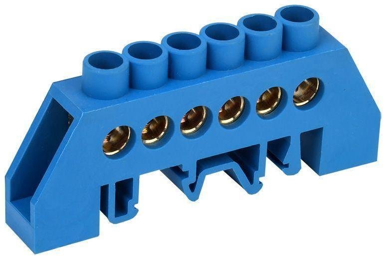 Rexant 11-2312 Шина "N" нулевая в комбинированном синем изоляторе на DIN-рейку 8х12мм 6 групп
