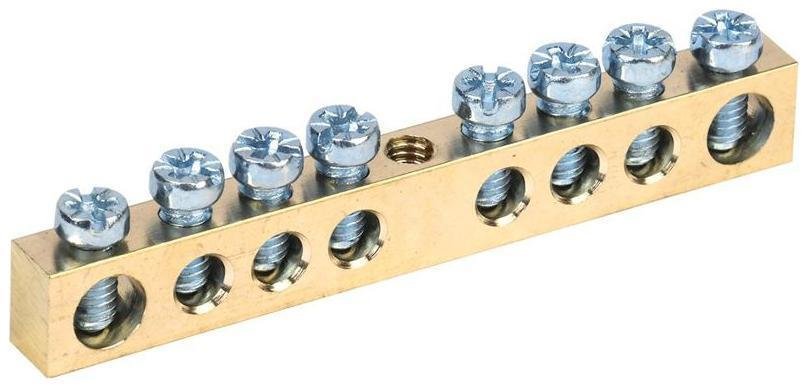 IEK YNN10-08-100 Шина PEN "земля-ноль" 6х9мм 8/1 (8групп/крепеж по центру)