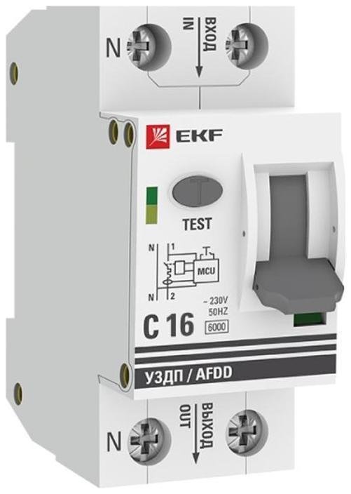 EKF afdd-2-16C-pro Устройство защиты от дугового пробоя (УЗДП) 1P+N C 16А 6кА с авт. выкл. PROxima
