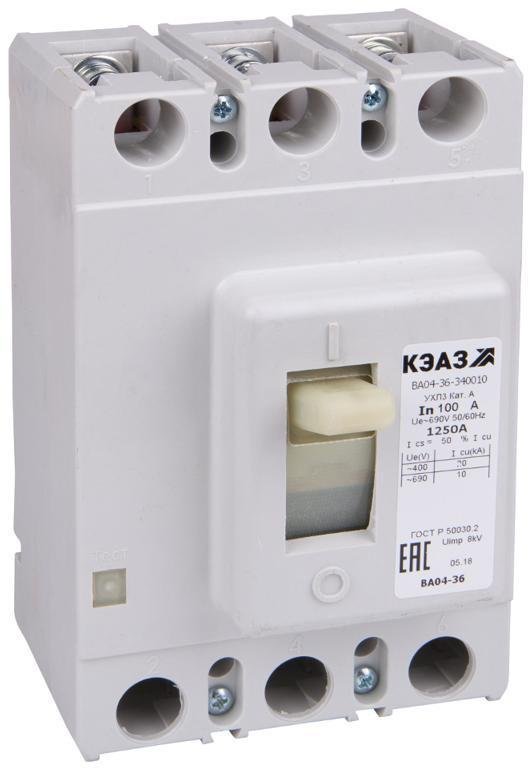КЭАЗ 107545 Выключатель автоматический 160А 2000Im ВА04-36-340010 УХЛ3 690В AC