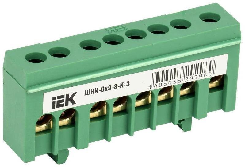 IEK YNN10-69-8KD-K06 Шина PE "земля" в корп. изол. на DIN-рейку ШНИ-6х9-8-К-З зел