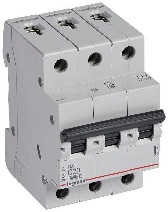 Legrand 419709 Выключатель автоматический модульный 3п C 20А 4.5кА RX3 ИЭК Leg