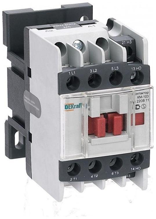 DEKraft 22108DEK Контактор КМ-103 12А кат. 220В AC 1НО+1НЗ AC-3