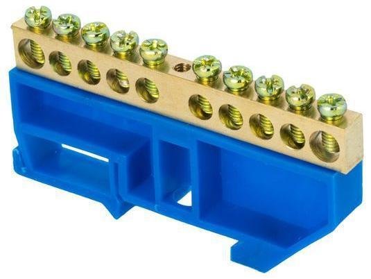 EKF sn0-125-10-d Шина нулевая N 8х12 10 отвер. латунь син. изолятор на DIN-рейку PROxima