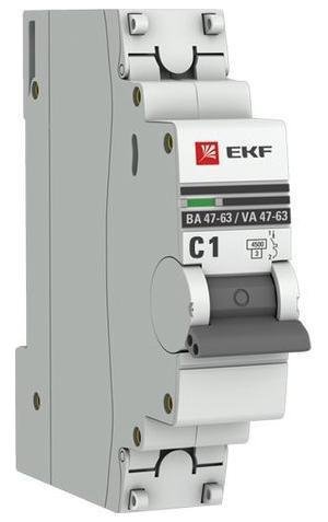 EKF mcb4763-1-01C-pro Выключатель автоматический модульный 1п C 1А 4.5кА ВА 47-63 PROxima