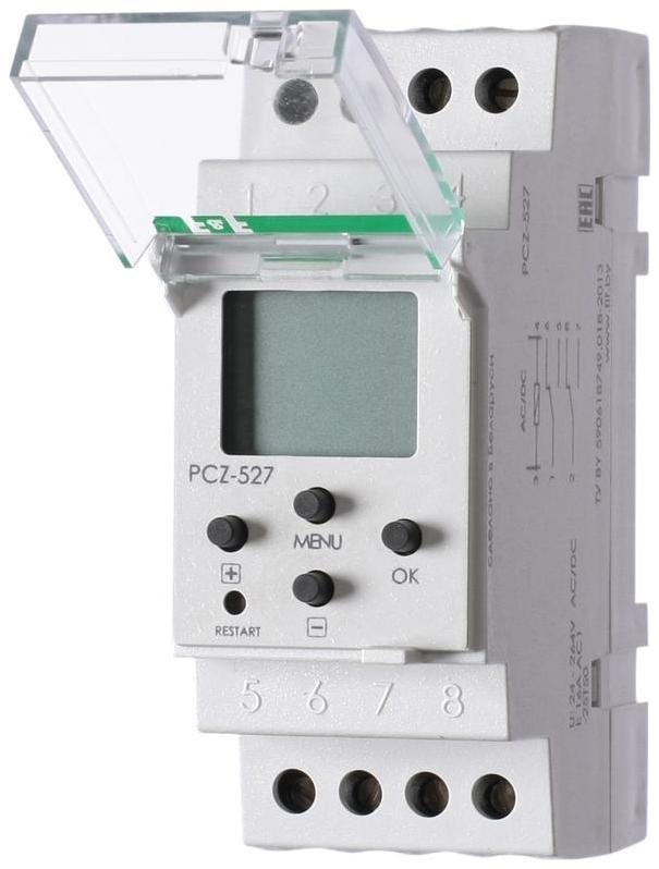 Евроавтоматика F&F EA02.002.006 Реле времени астрономическое PCZ-527 2х16А 24-264В AC/DC 2 переключ. контакта IP20 2 канала монтаж на DIN-рейке F&F