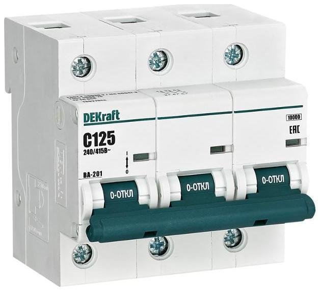 DEKraft 13027DEK Выключатель автоматический модульный 3п C 125А 10кА ВА-201