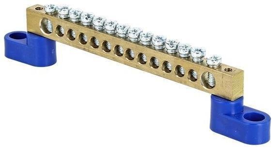 EKF sn0-63-14-2-r Шина нулевая N 6х9 14 отверстий 2 синих угловых изолятора латунь розн. стикер PROxima