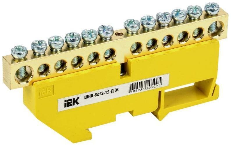 IEK YNN10-812-12D-K05 Шина PE "земля" на DIN-изол. ШНИ-8х12-12-Д-Ж