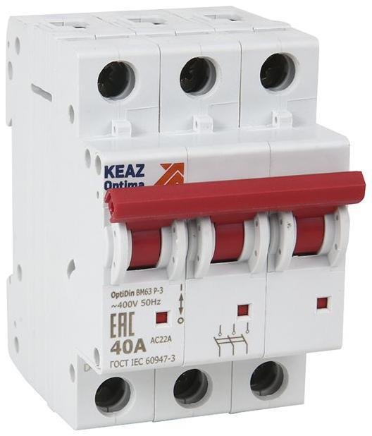 КЭАЗ 103895 Выключатель нагрузки модульный 3п 40А OptiDin BM63Р УХЛ3