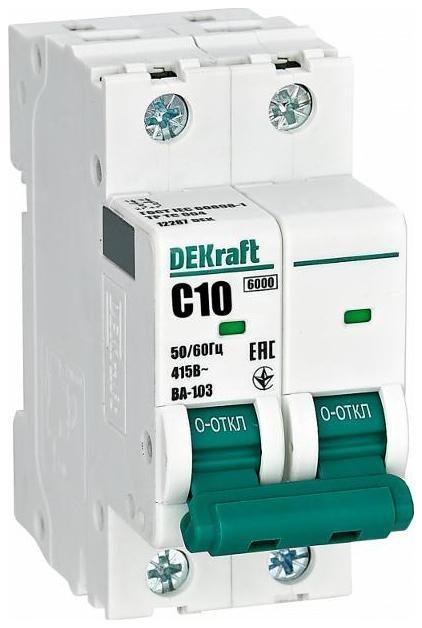 DEKraft 12287DEK Выключатель автоматический модульный 2п C 10А 6кА ВА-103