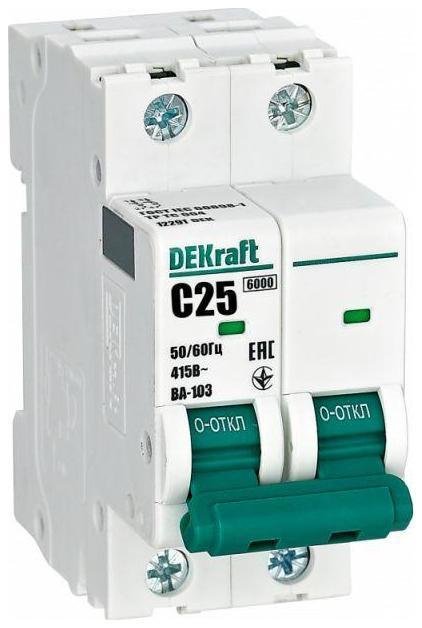 DEKraft 12291DEK Выключатель автоматический модульный 2п C 25А 6кА ВА-103