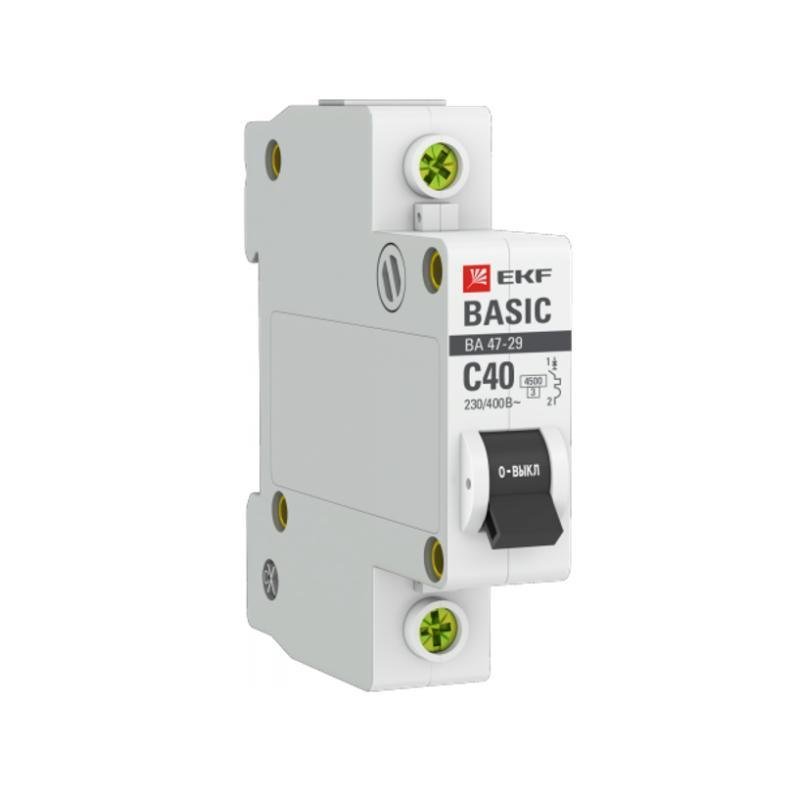 EKF mcb4729-1-40C Выключатель автоматический модульный 1п C 40А 4.5кА ВА 47-29 Basic