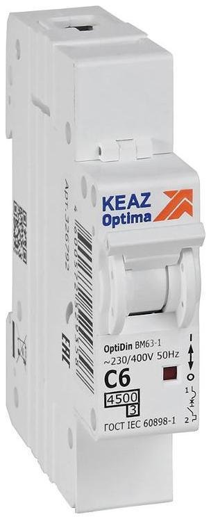 КЭАЗ 326792 Выключатель автоматический модульный 1п C 6А 4.5кА OptiDin BM63-1C6-4.5-УХЛ3