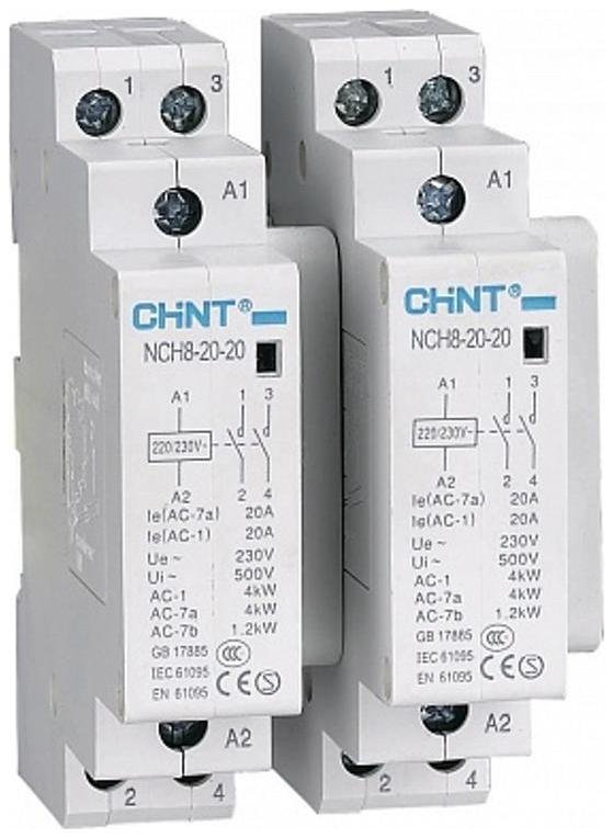 CHINT 256053 Контактор модульный NCH8-20/02 20А 2НЗ AC 220/230В 50Гц (R)