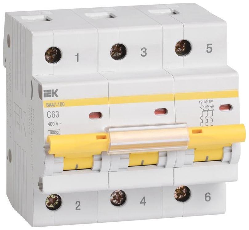IEK MVA40-3-063-C Выключатель автоматический модульный 3п C 63А 10кА ВА47-100 KARAT