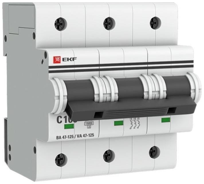 EKF mcb47125-3-100C Выключатель автоматический модульный 3п C 100А 15кА ВА 47-125 PROxima
