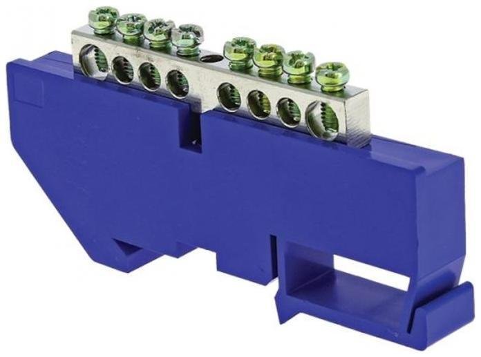 EKF sn1-63-08-d Шина нулевая N 6х9 8 отверст. цинк син. изолятор на DIN-рейку PROxima