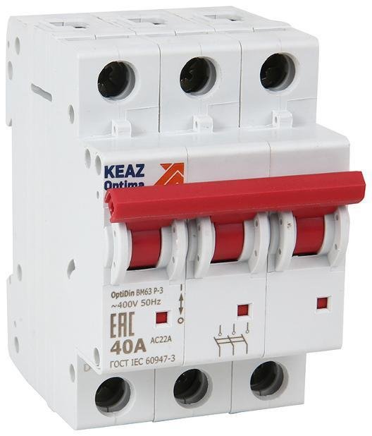 КЭАЗ 103896 Выключатель нагрузки модульный 3п 63А OptiDin BM63Р УХЛ3