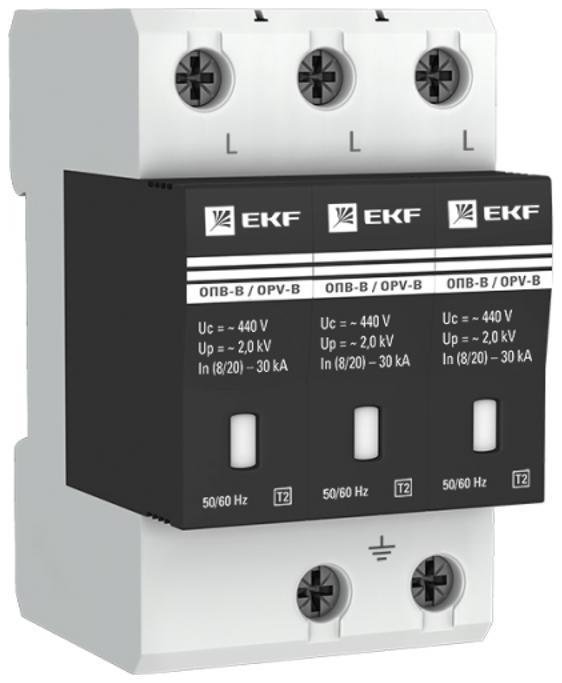 EKF opv-b3 Ограничитель перенапряжения имп. ОПВ-В/3P In 30кА 400В