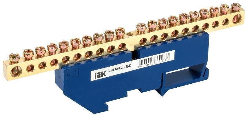 IEK YNN10-69-20D-K07 Шина нулевая на DIN-рейку ШНИ-6х9-20-Д-С