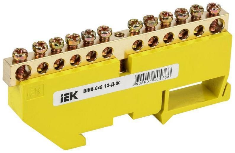 IEK YNN10-69-12D-K05 Шина PE "земля" на DIN-изоляторе ШНИ-6х9-12-Д-Ж