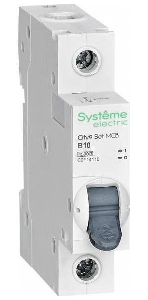 Systeme Electric C9F14110 Выключатель автоматический модульный 1п B 10А 4.5кА City9 Set 230В SE