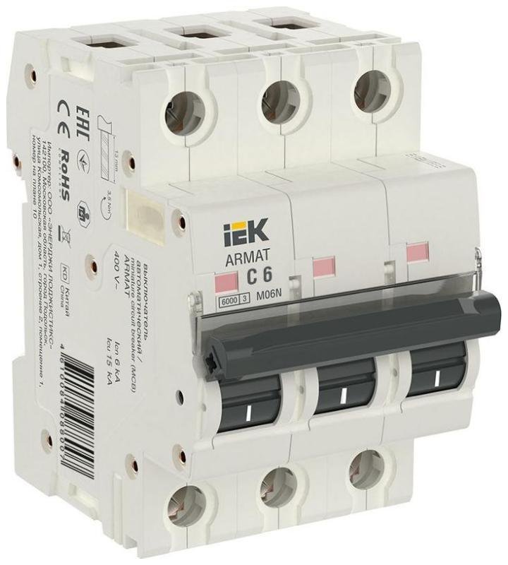 IEK AR-M06N-3-C006 Выключатель автоматический модульный 3п C 6А M06N ARMAT